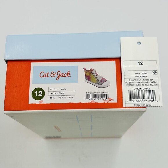 NIB Cat & Jack Toddler Girls Karma Zip Up High-Top Canvas Sneakers Tie Dye Sz 12 - Picture 6 of 6